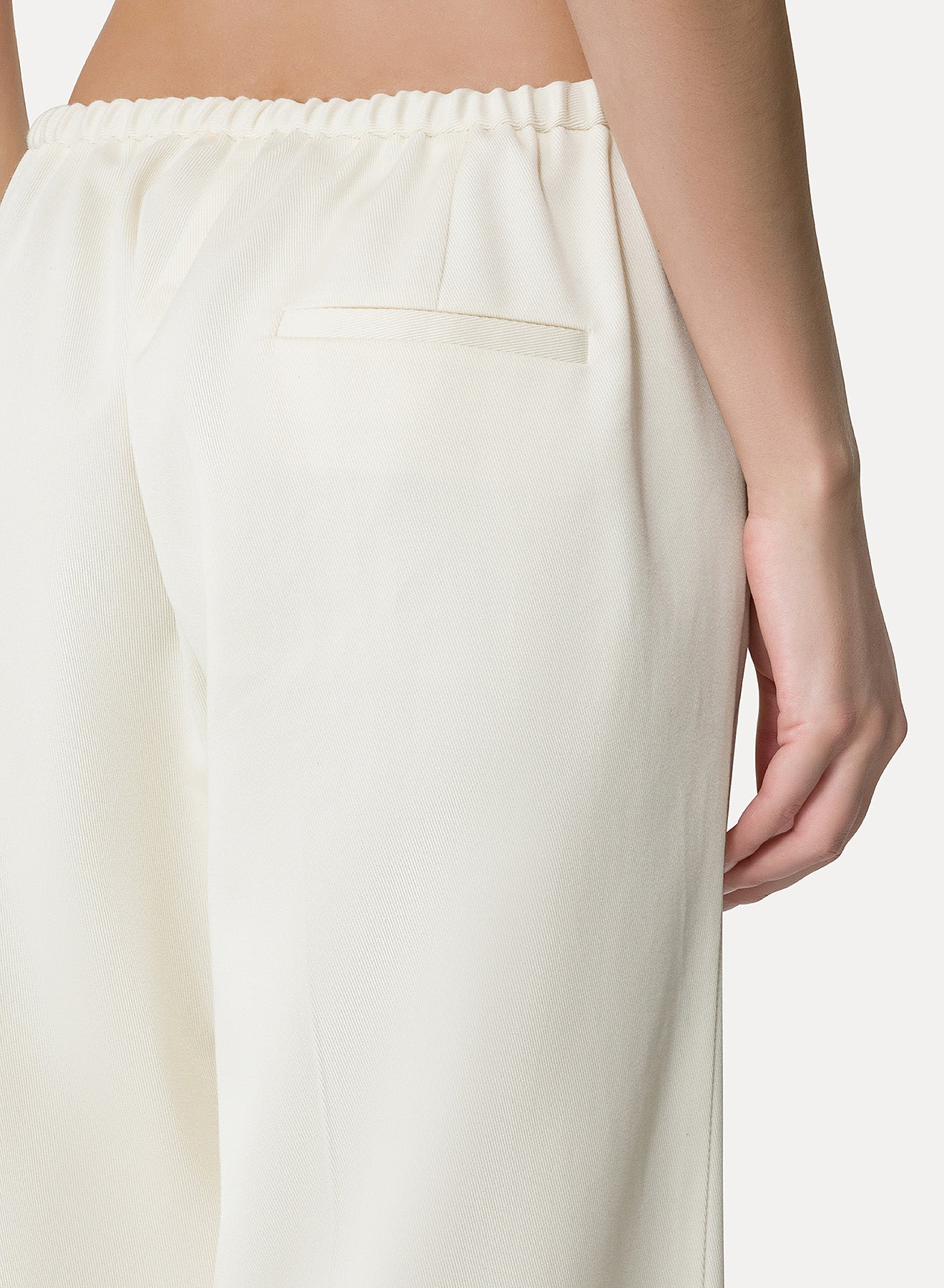 MERCERIZED COTTON TWILL FLARED PANTS