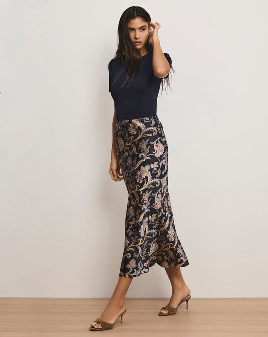 CLOVER SKIRT IN BLACK MULTI