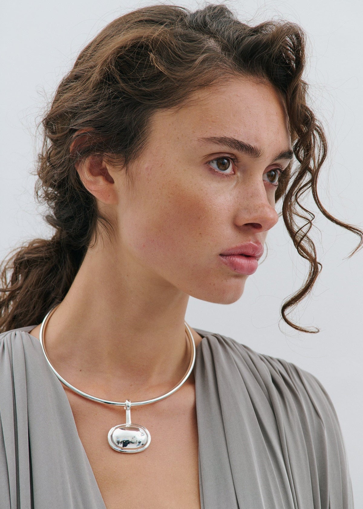 Structural Pendant Necklace In Light Silver by Anna Rossi Jewellery - view 4