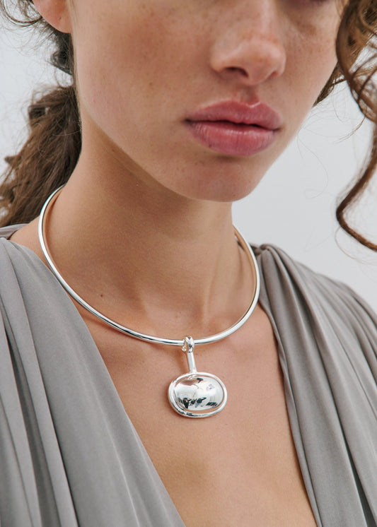 Structural Pendant Necklace In Light Silver by Anna Rossi Jewellery - view 2