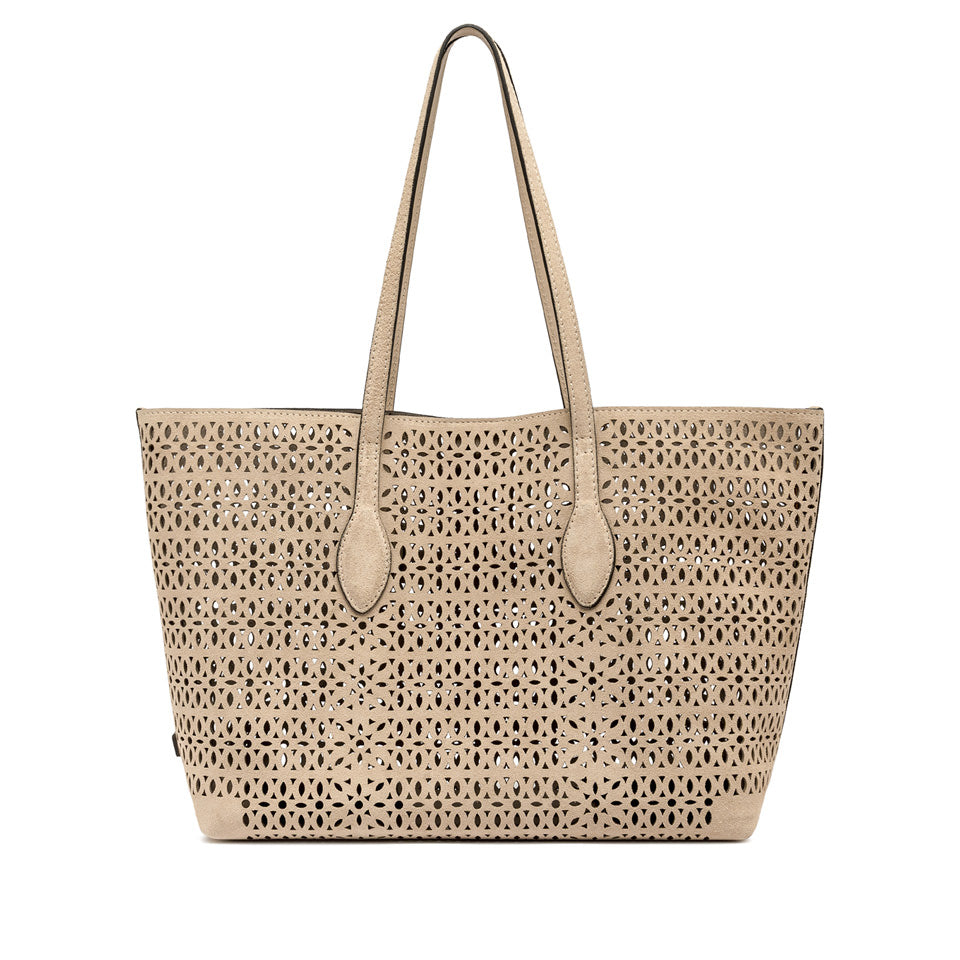 Mashup Suede Laser Cut Tote Bag Nude by Gianni Chiarini - exclusive to MOYA