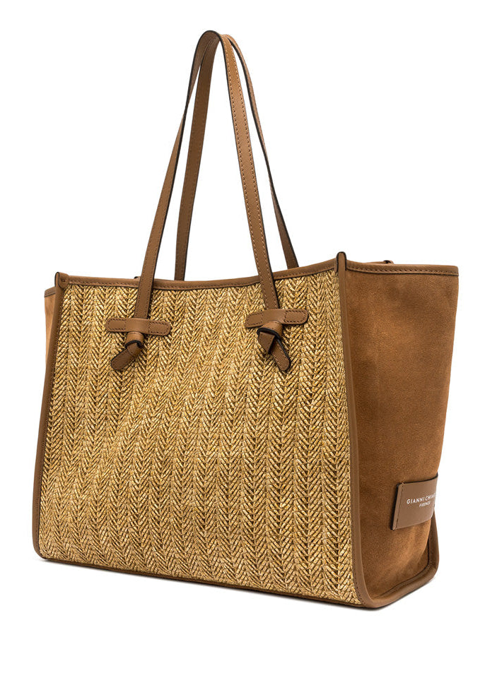 Marcella Bag Cookie Raffia & Suede by Gianni Chiarini at MOYA - view 1