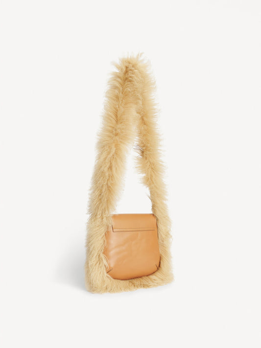 ETLON LEATHER BAG WITH FUR STRAP