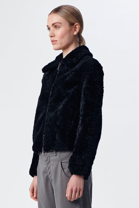 FUR SHEARLING ZIP UP BOMBER