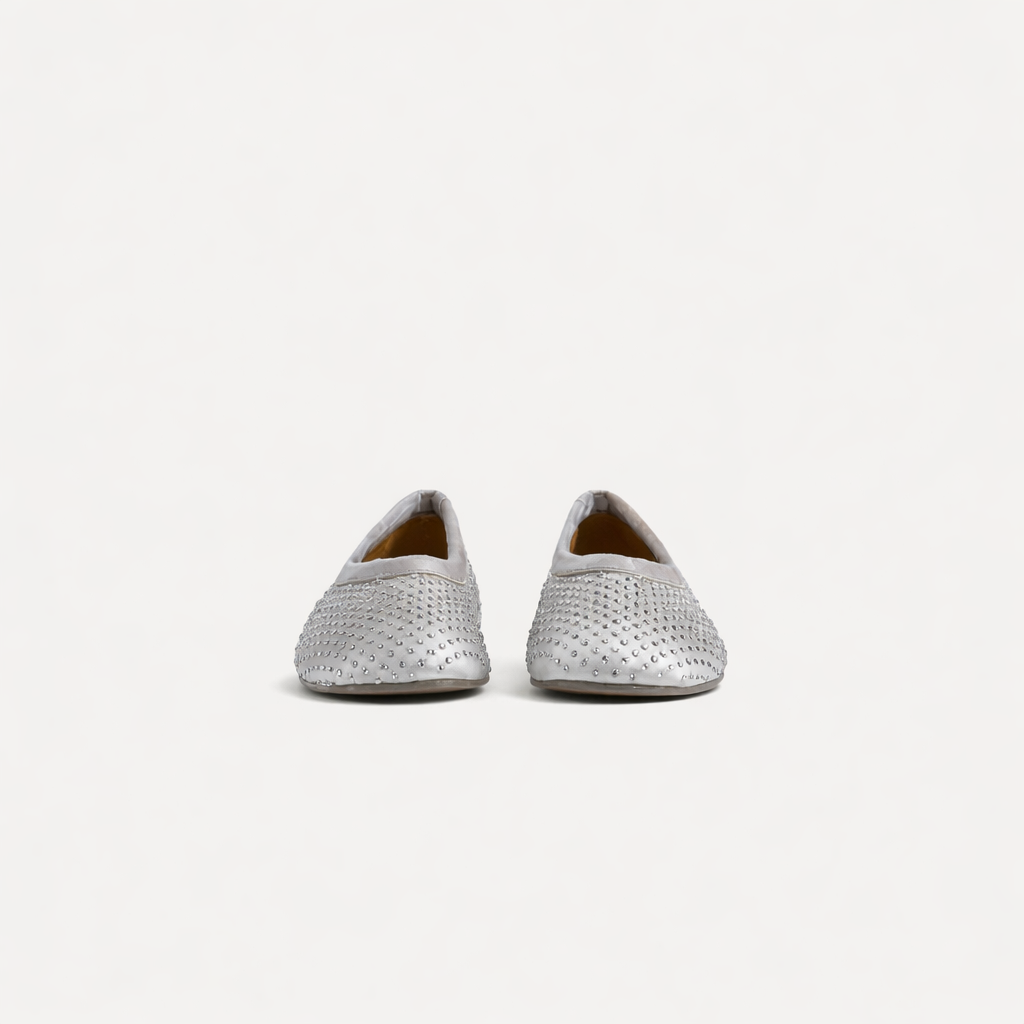 BALLET FLAT IN CRYSTAL-EMBELLISHED SATIN
