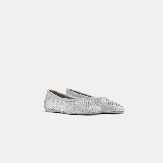 BALLET FLAT IN CRYSTAL-EMBELLISHED SATIN