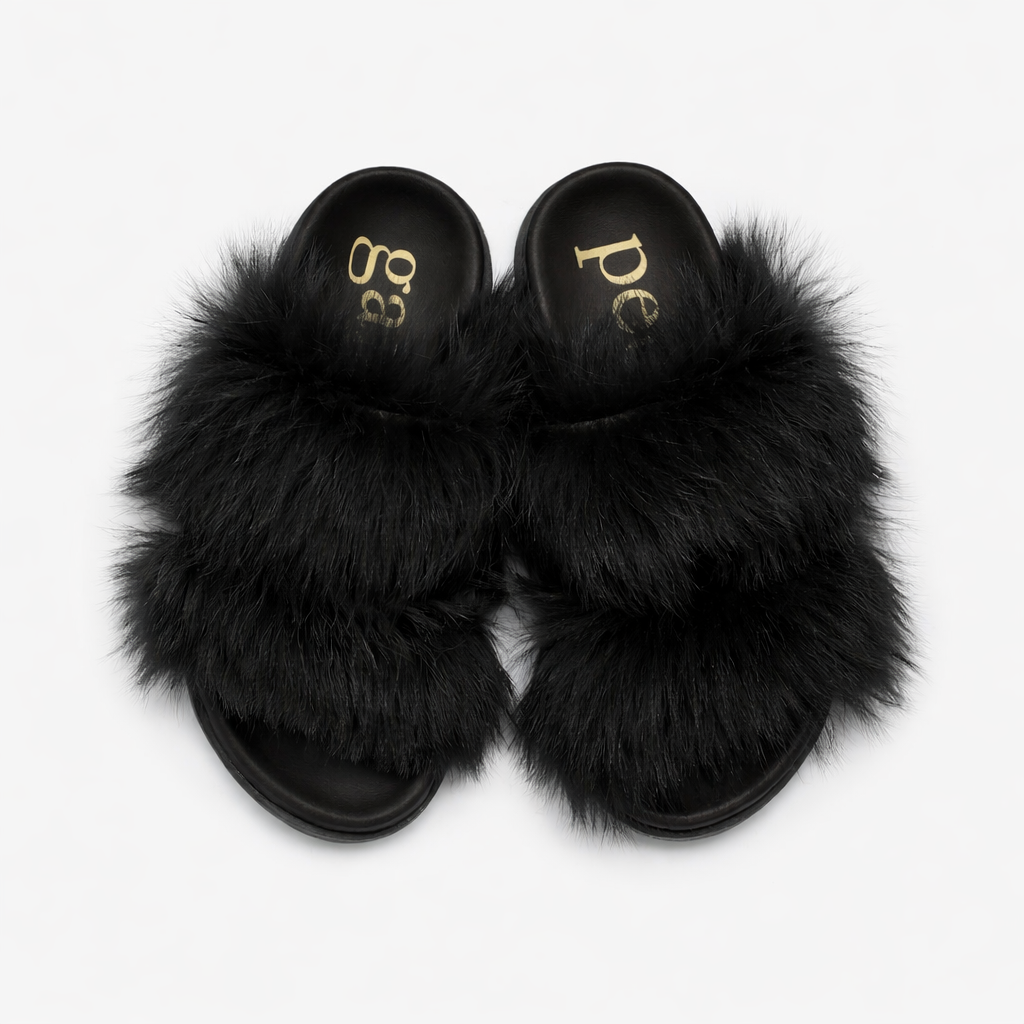 DUSKA LONG-HAIR SHEARLING SLIDE BLACK