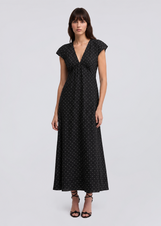 Subtle Polka Dot Silk Maxi Dress Mod. 2991 by ASPESI - view 1