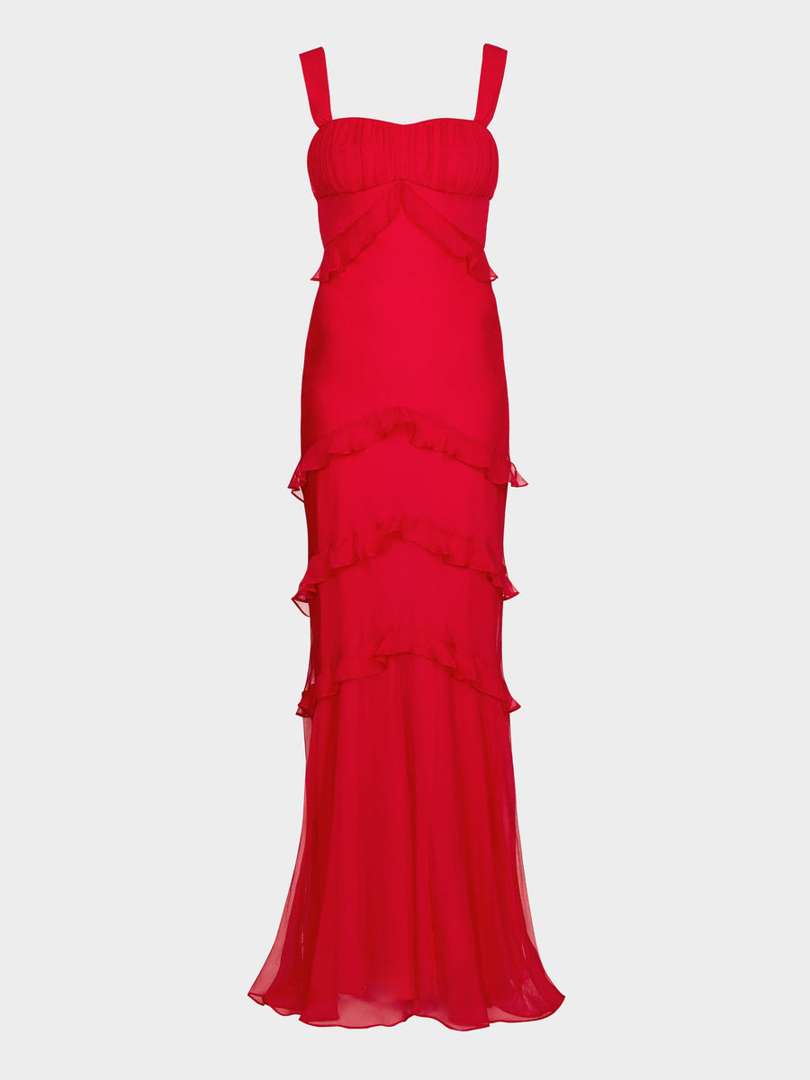 CHANDRA SILK MAXI GOWN BRIGHT FUCHSIA