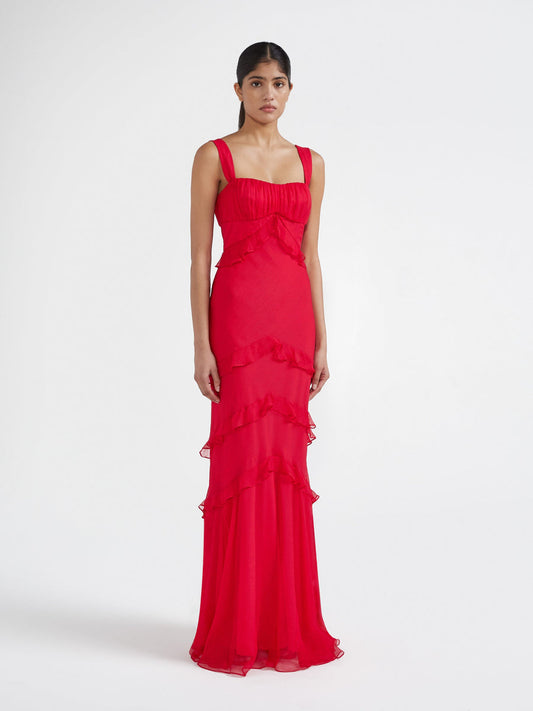 CHANDRA SILK MAXI GOWN BRIGHT FUCHSIA