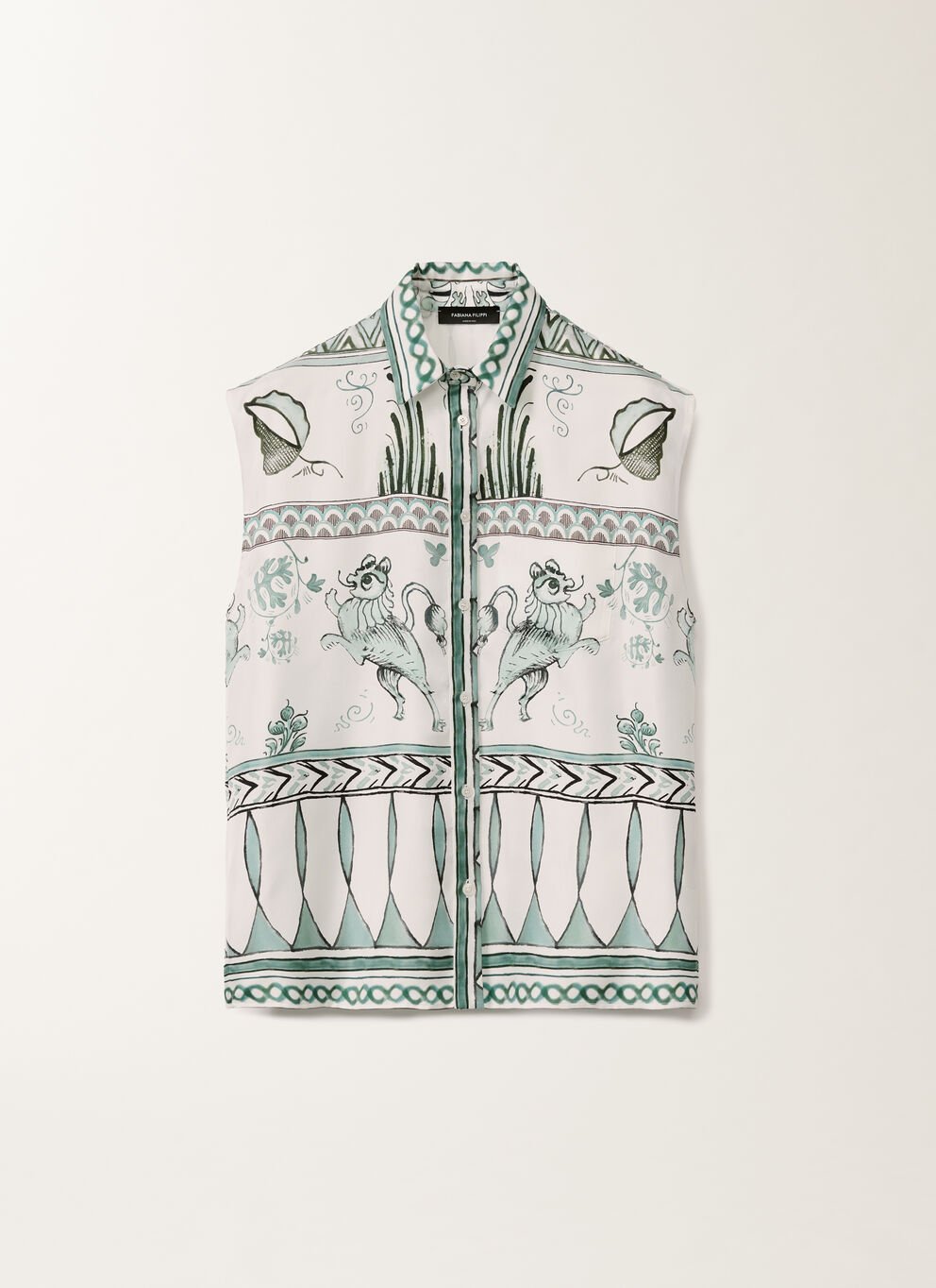 SILK TWILL SHIRT WITH PAINTED PRINT