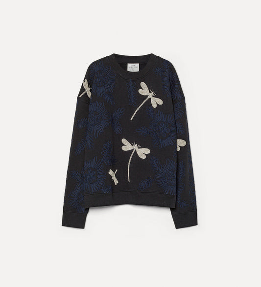"VOILA" UNE FLEUR EMBROIDERY SWEATSHIRT