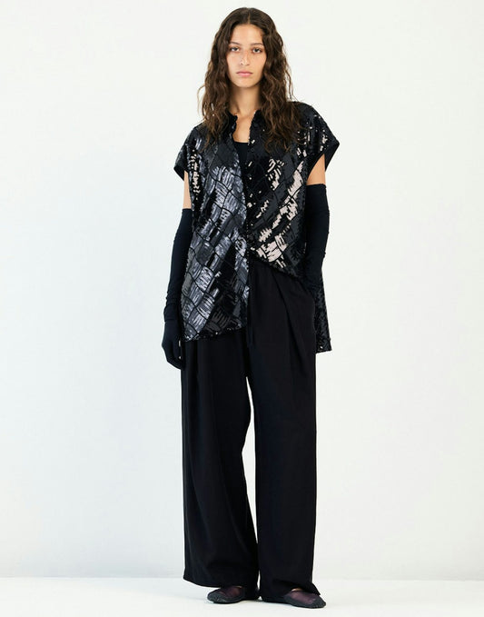 CROSSOVER SEQUIN SHIRT