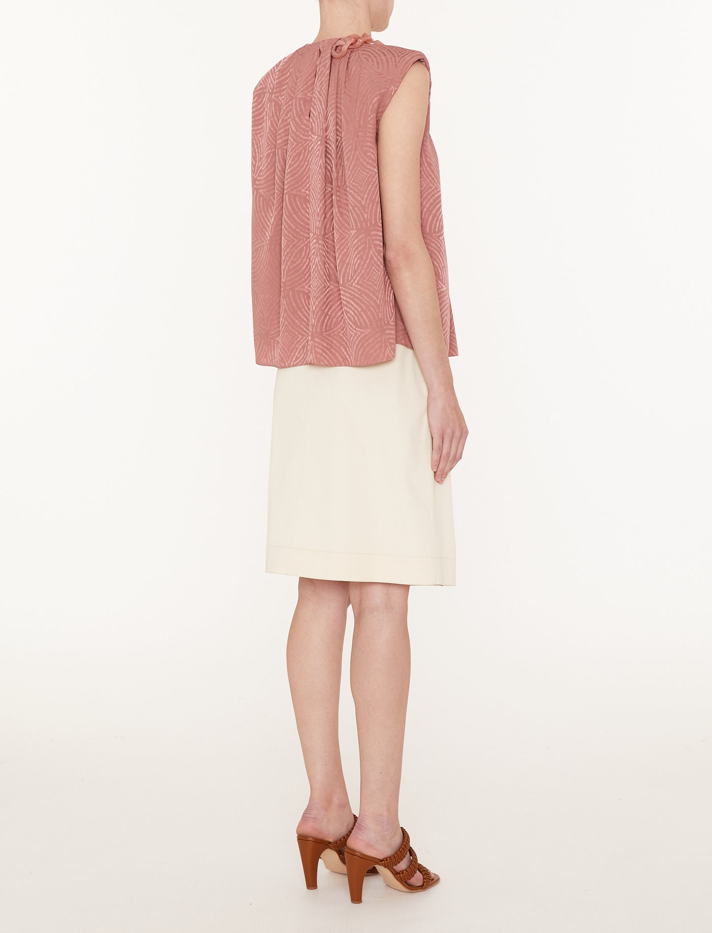 TADDART TOP SILK JACQUARD MUSK