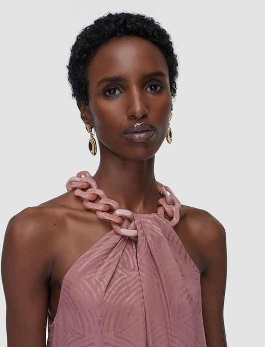 PARC DRESS SILK JACQUARD MUSK