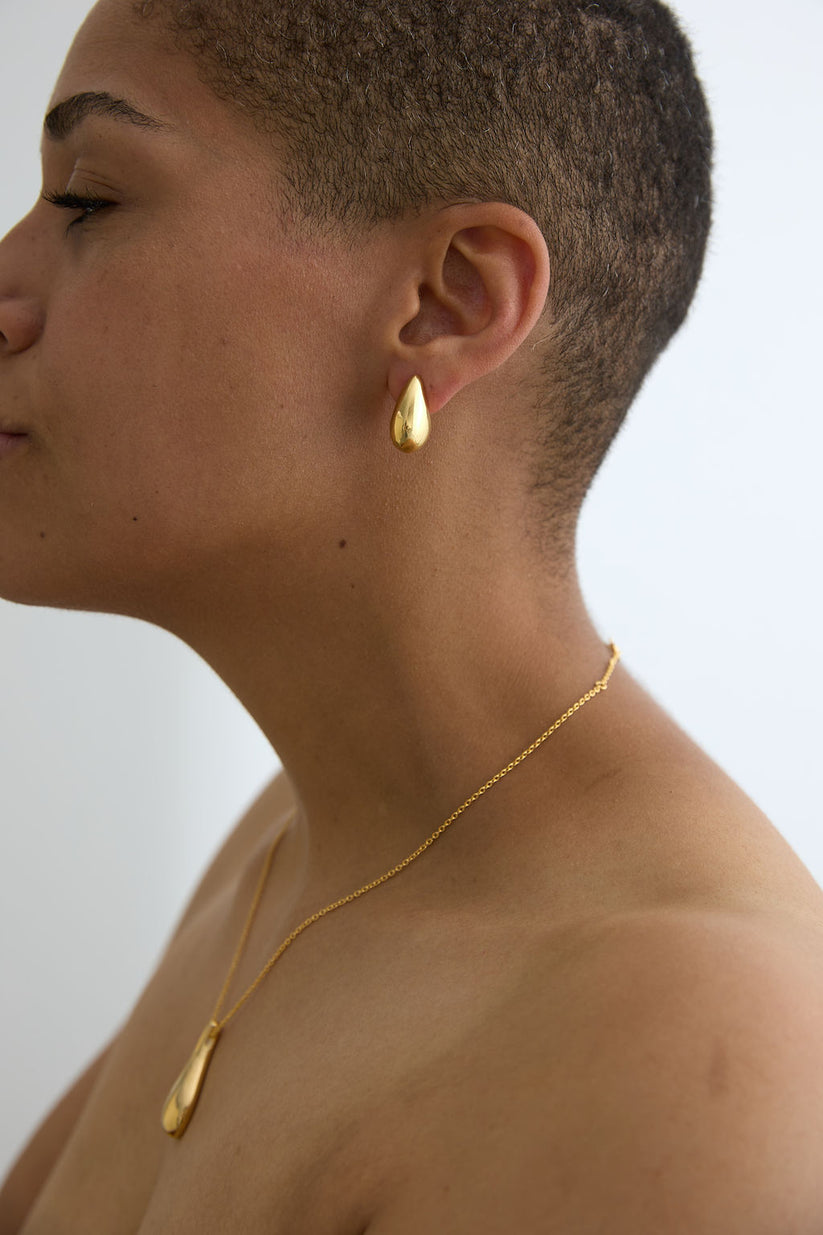 STERLING SLIVER SMALL HOLLOW FORM TEAR DROP STUDS