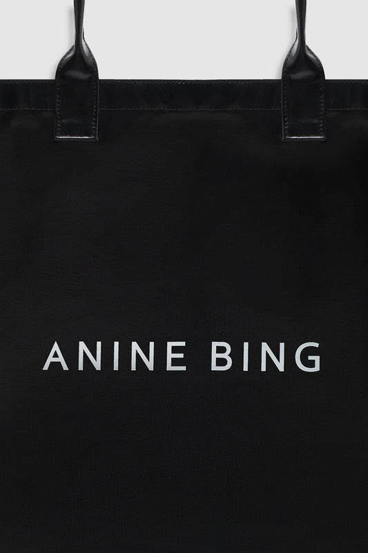 ANINE BING Leo Coated Canvas Tote In Black - image 2