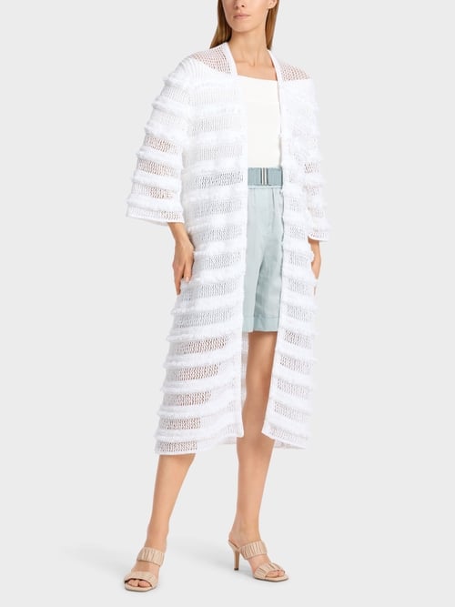 WHITE KNITTED CARDIGAN COAT