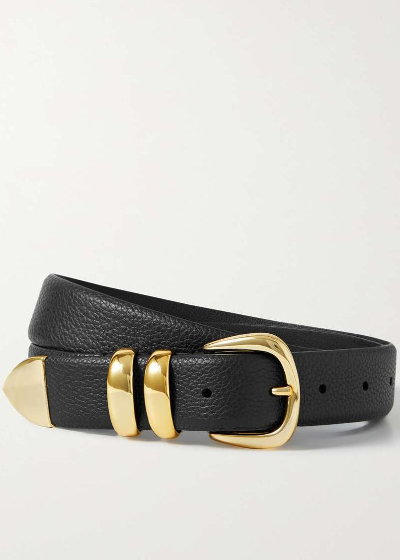 Gold Tipped Belt Leather Gold Tipped Buckle Belt | Express main image 4