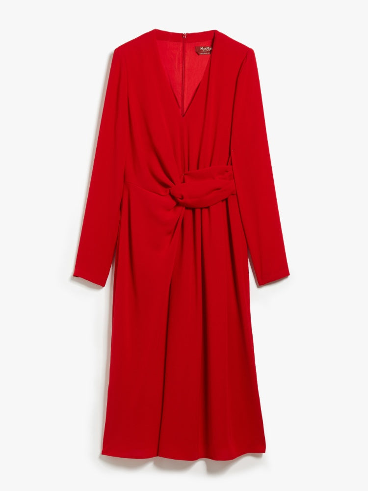 MAMMOLA RED DRAPED KNOT STYLE DRESS