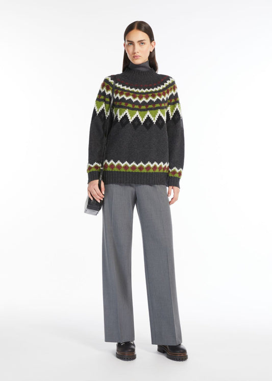 ORARIO JACQUARD WOOL HIGH NECK KNIT