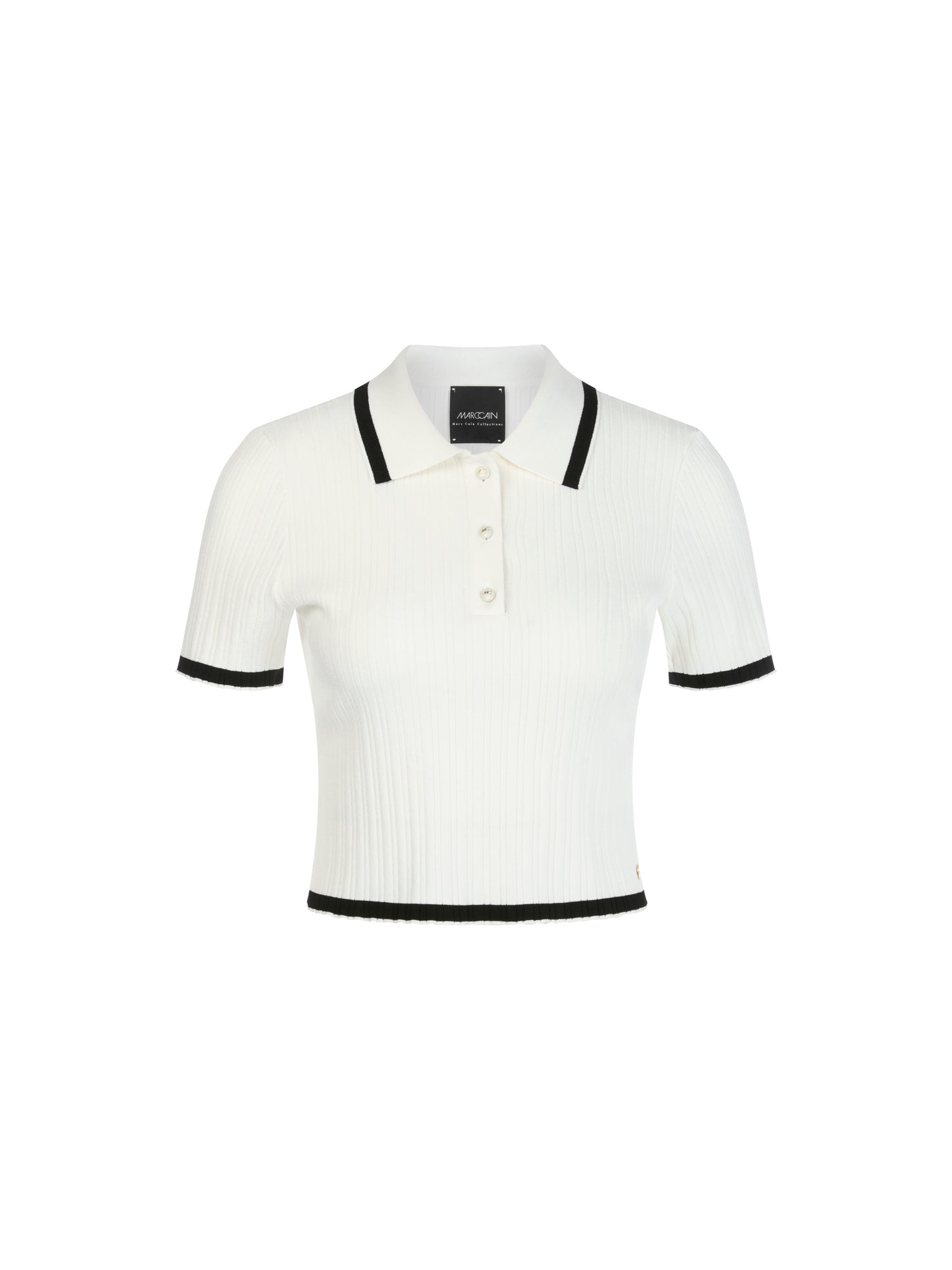 POLO KNIT WHITE W NAVY TRIM