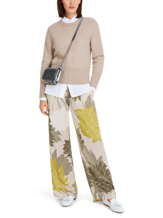 CASHMERE SWEATER W FINE CABLE PATTERN