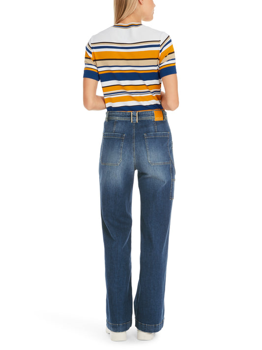 WIDE CUT JEANS WITH LONG FLAT POCKETS