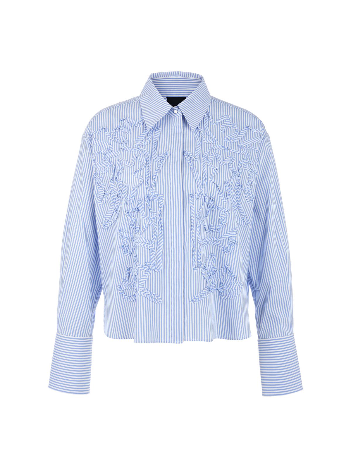 STRIPED SHIRT W FLORAL DETAILS IN MAGICAL BLUE
