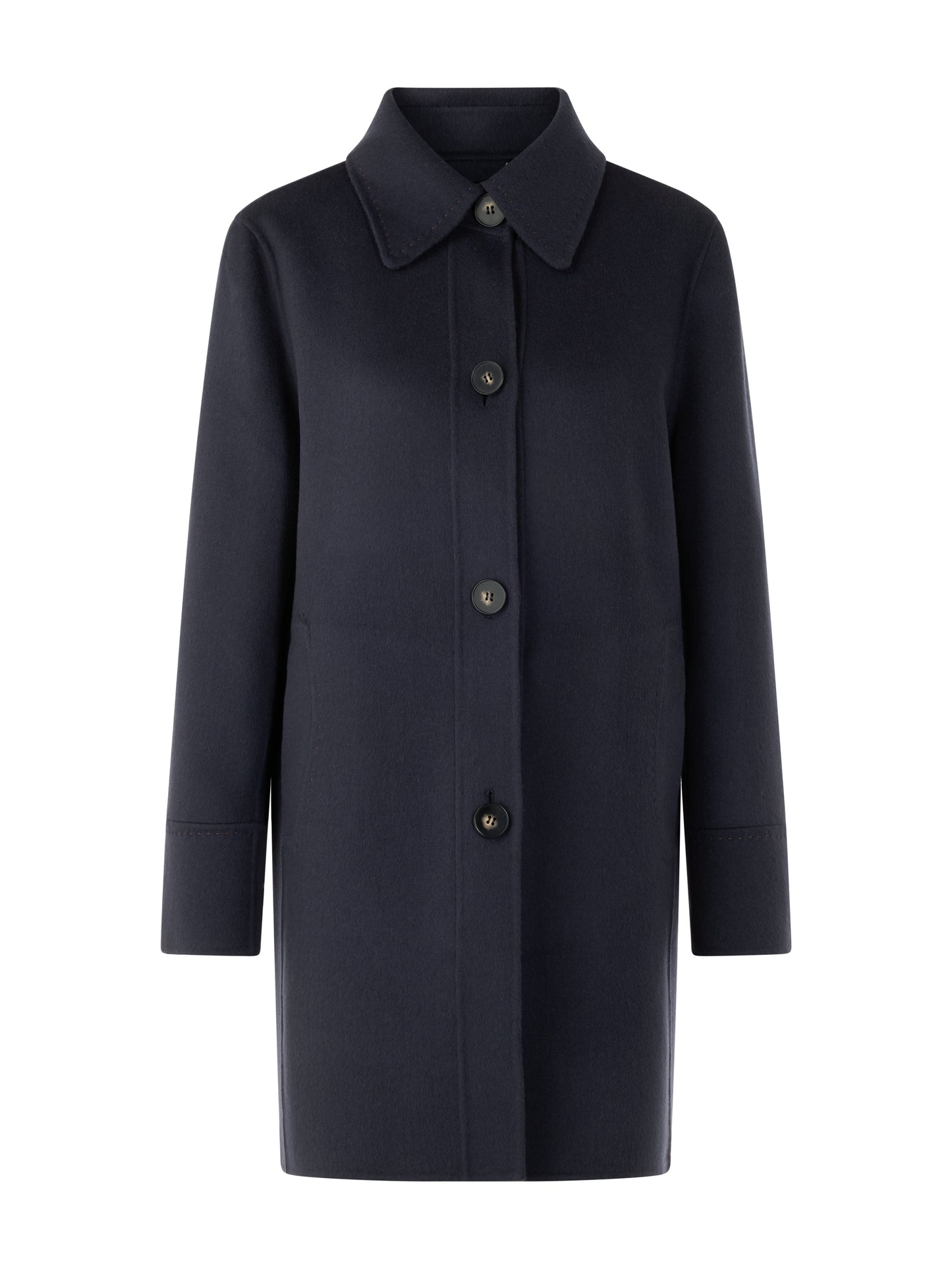WOOL COAT W DECORATIVE STITCHING PERISCOPE