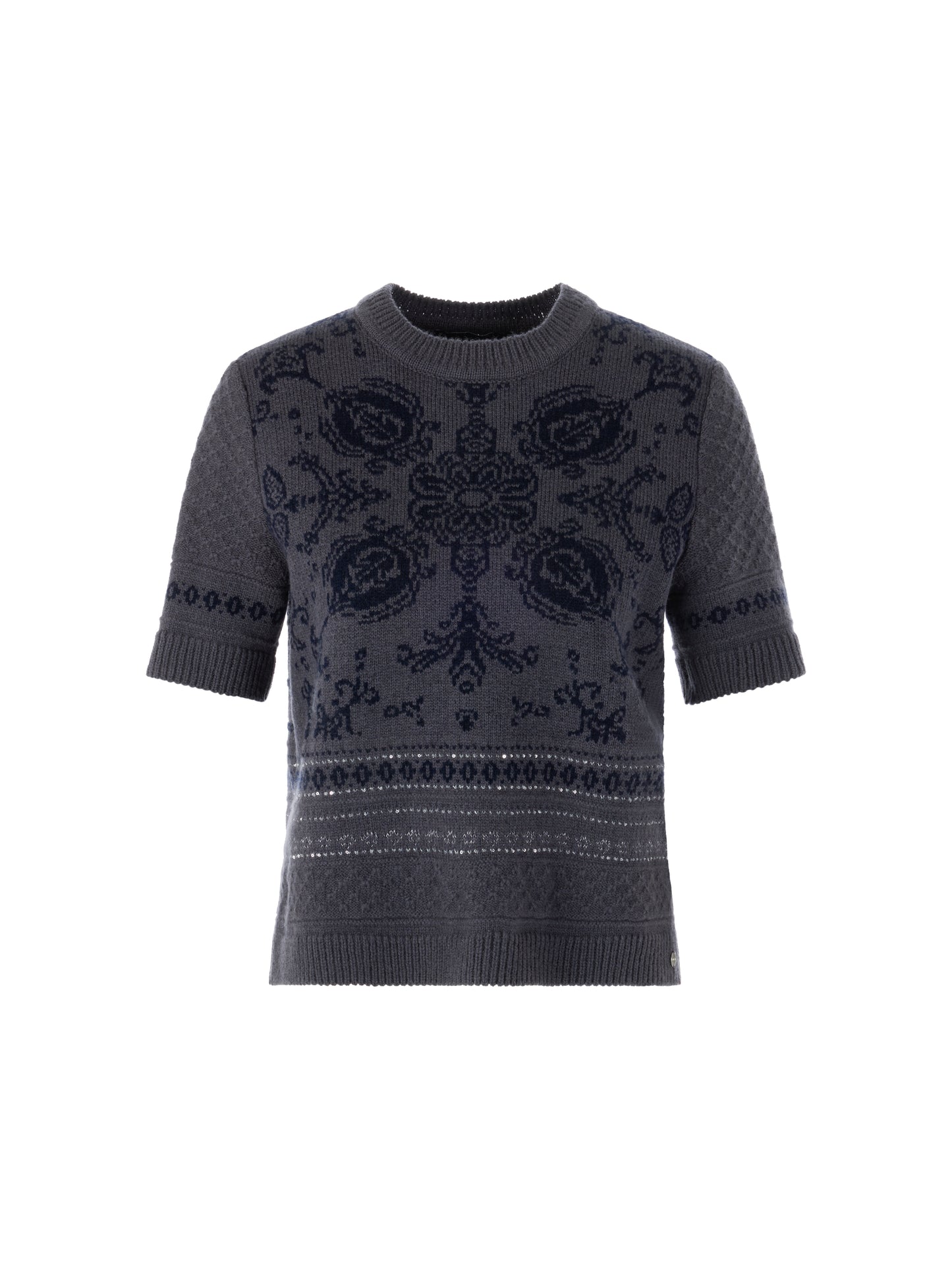 PAISLEY KNITTED S/SLEEVE TOP PERISCOPE