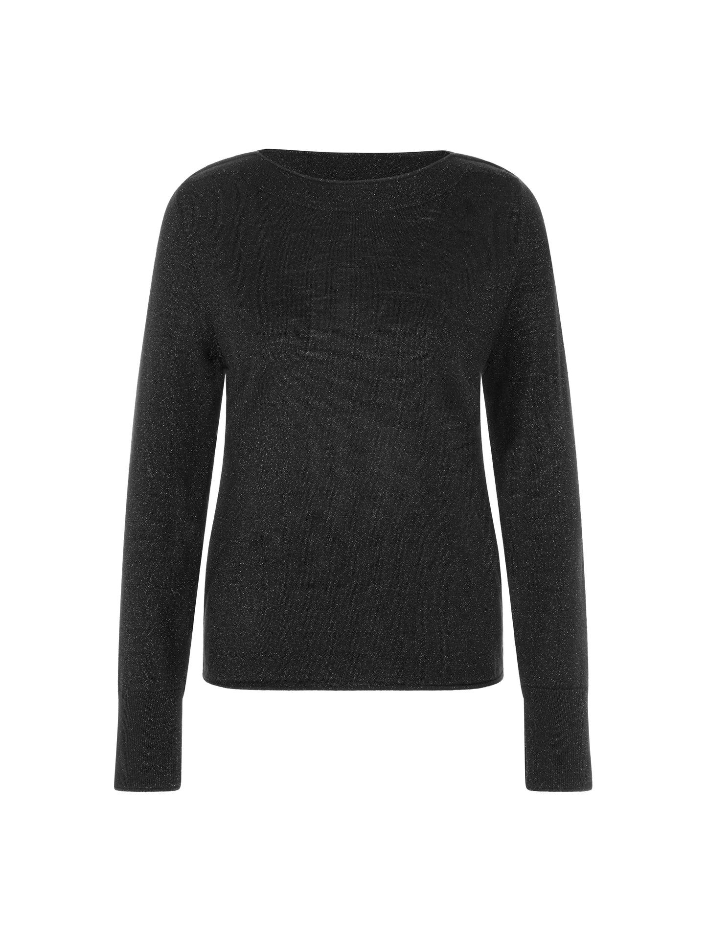 CREWNECK LUREX FINE WOOL BLEND KNIT BLACK