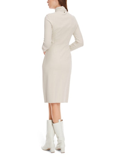 SHAWL COLLAR WRAP EFFECT JERSEY DRESS