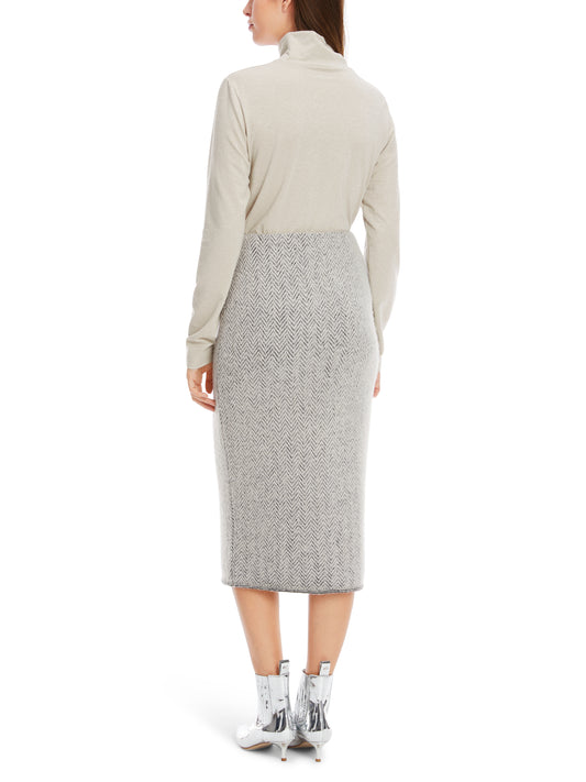 HERRINGBONE SLIM FIT KNITTED PENCIL SKIRT