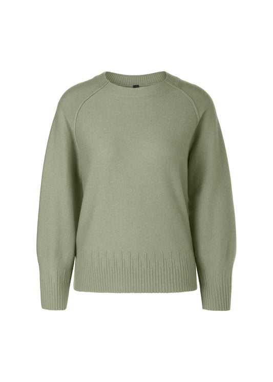 A navy-colored round neck raglan sleeve jumper
