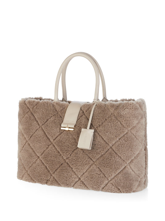 FAUX FUR CHECK TOTE