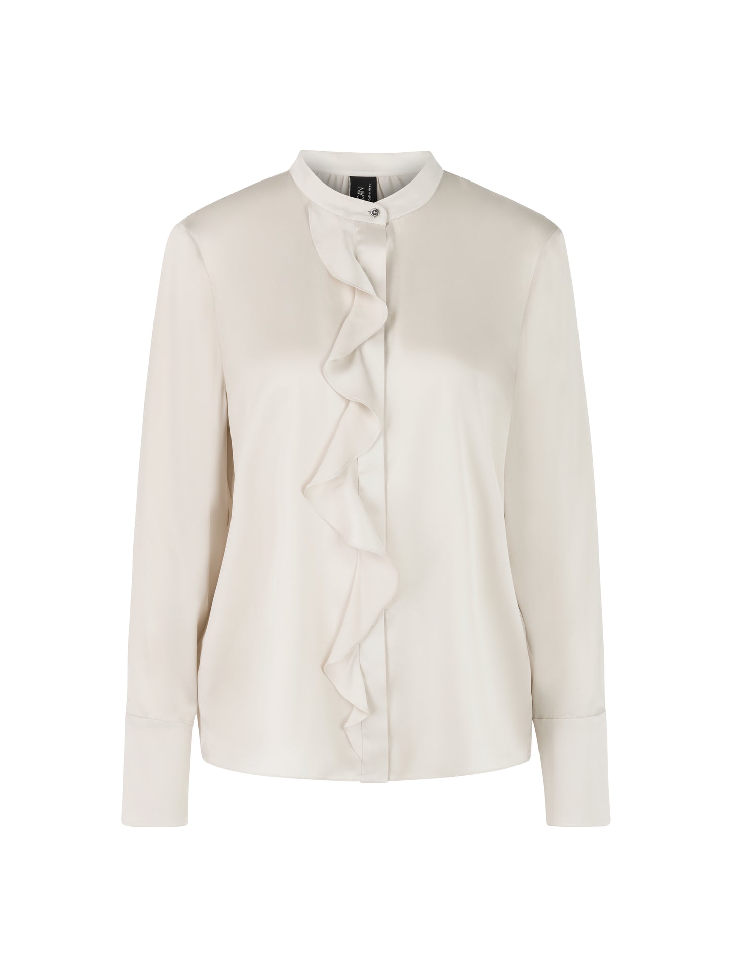 ELEGANT SILK BLOUSE W RUFFLE SMOKE