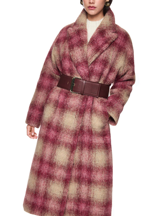 MAROON, PINK & BEIGE SOFT CHECKED COAT