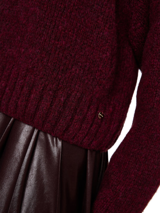 FUNNEL NECK SWEATER MAROON