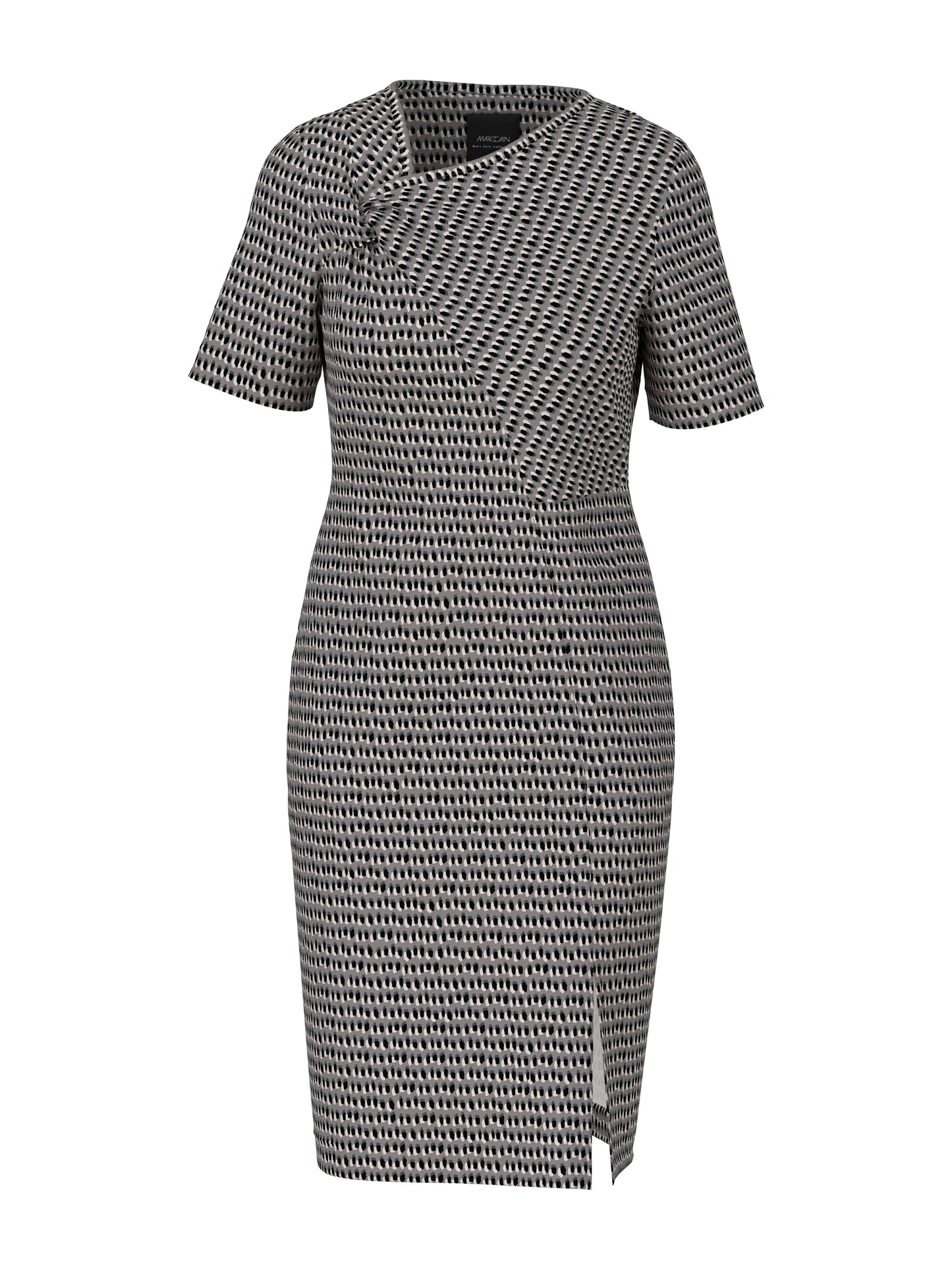 ASYMMETRICAL DRESS W S/SLEEVES & TWISTED NECKLINE