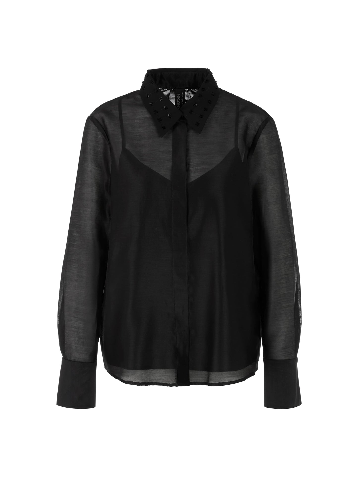 BLACK ORGANZA BLOUSE W EMBROIDERY