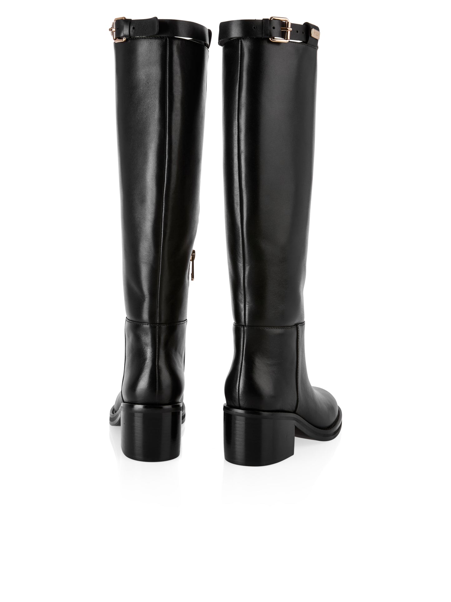 KNEE HIGH BLOCK HEEL BOOT W RIDING STRAP
