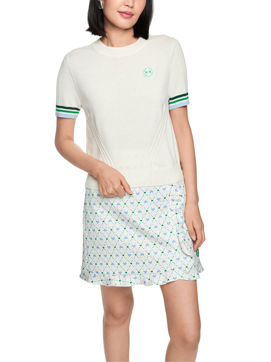 Short Sleeve Crew Knit With Stripe Trim by Marc Cain - view 2