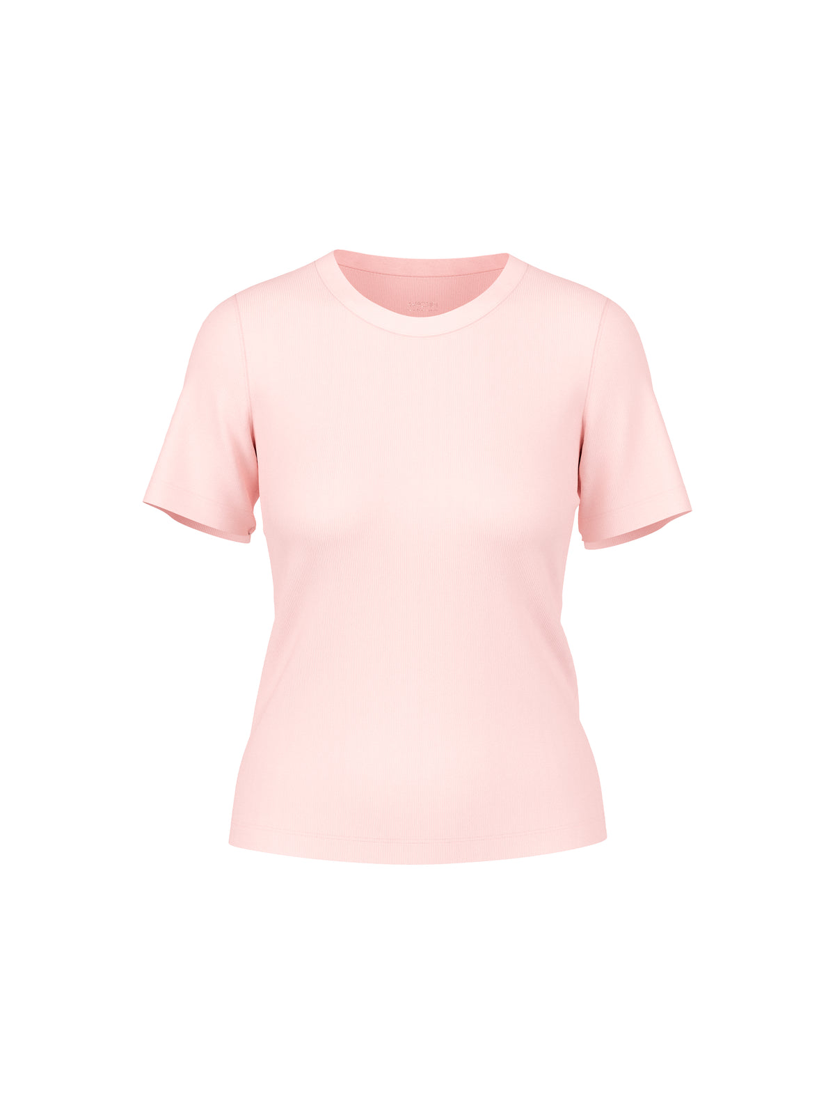 RIBBED SLIM CREW T-SHIRT IN ROSEWATER