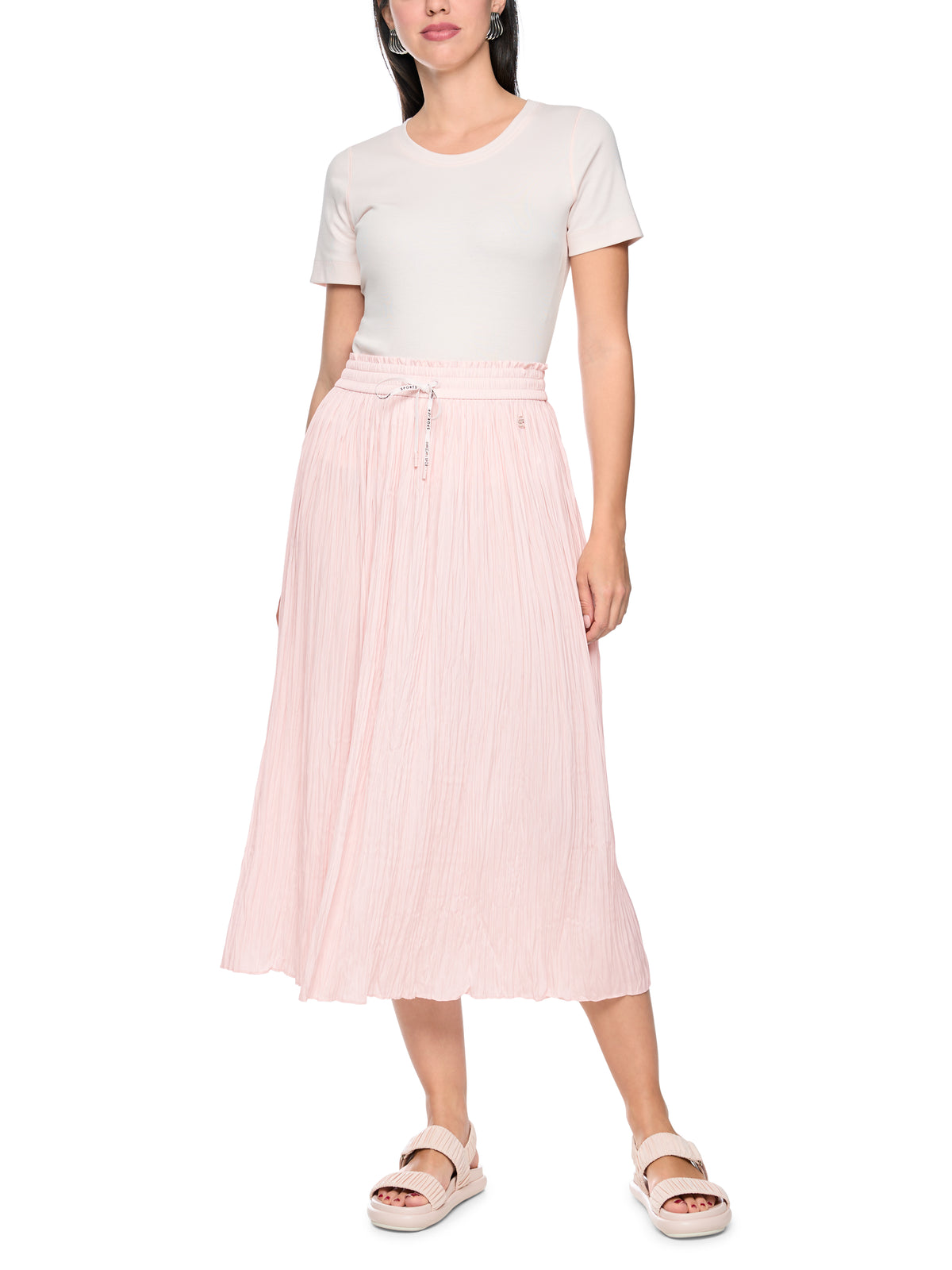 PLEATED SKIRT W ELASTIC WAISTBAND IN ROSEWATER