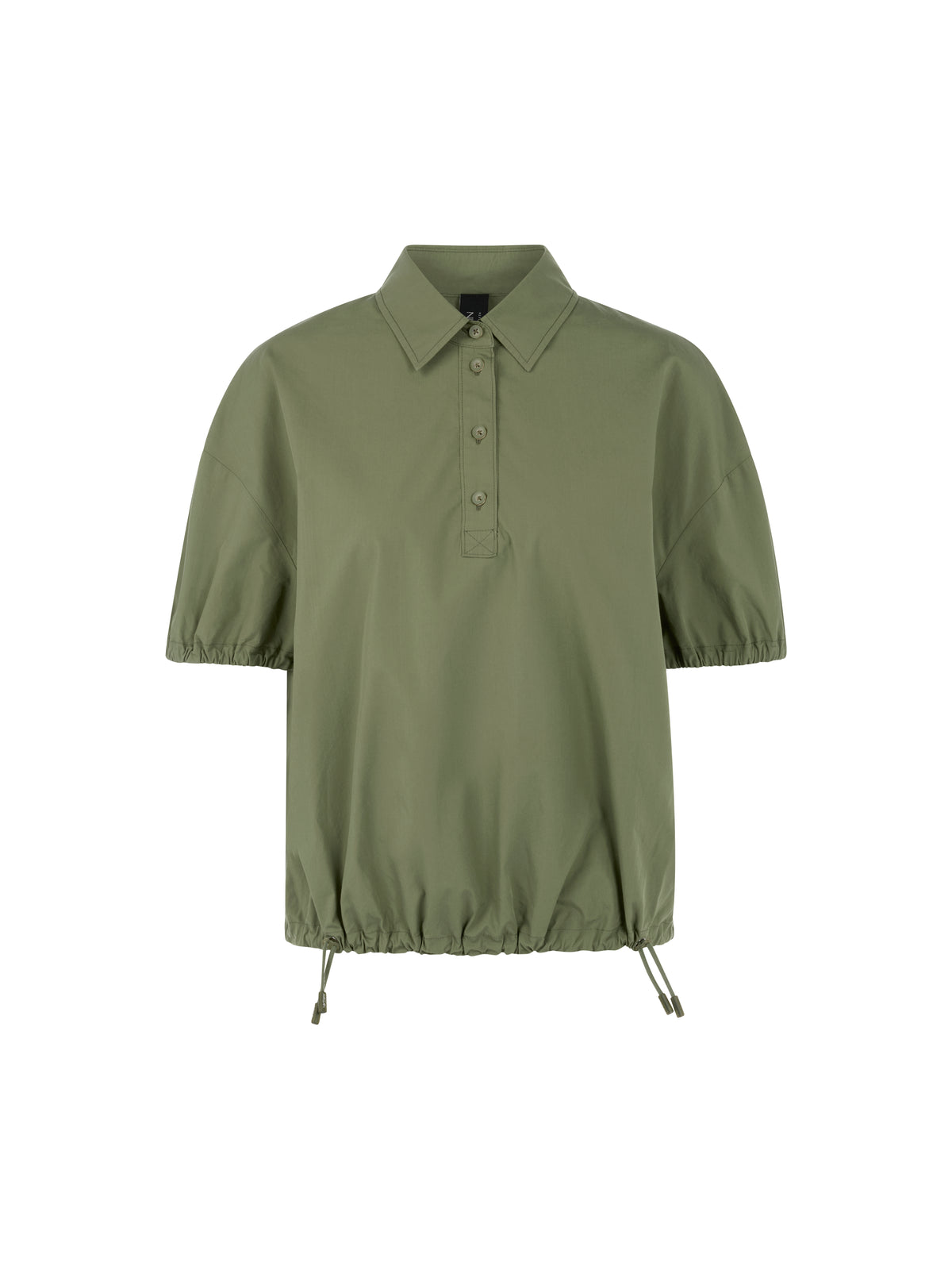 SHORT SLEEVE BLOUSE W COLLAR IN OLIVINE