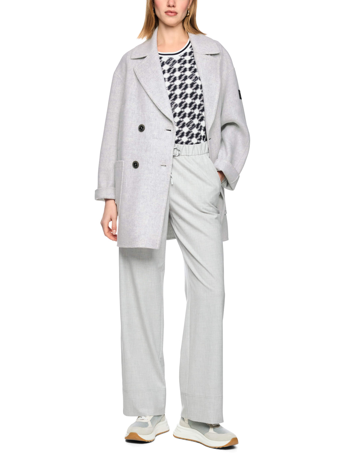 Grey Wool Outdoor Double Breasted Coat at MOYA - view 6