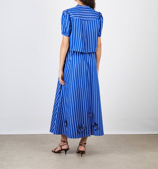 JUDI SKIRT AZURE STRIPE/EMB
