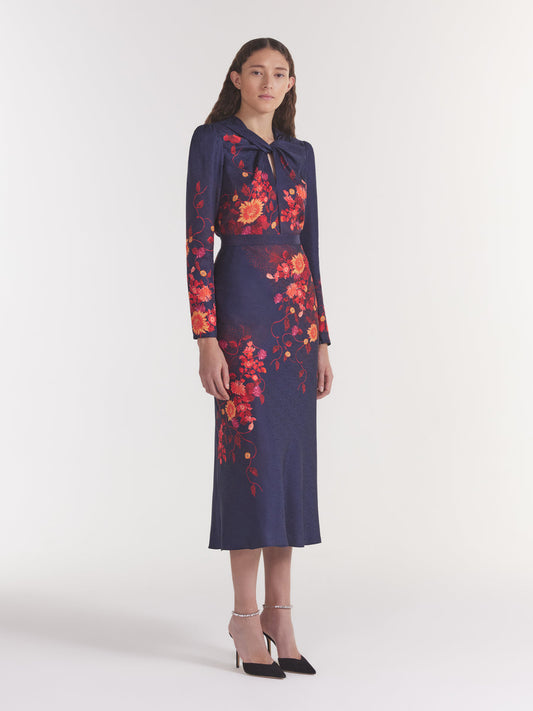 CLAUDIA MIDI DRESS FLORI SUNSET PLMT