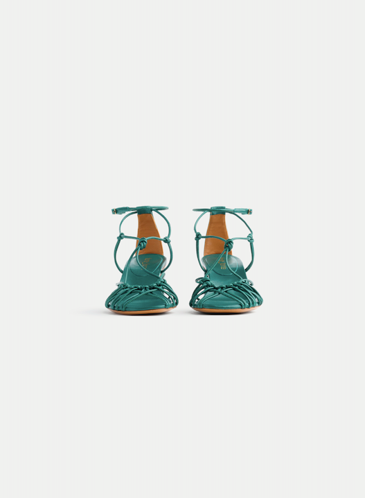 EMERALD BLOCK HEEL SANDAS W TUBULAR LACES